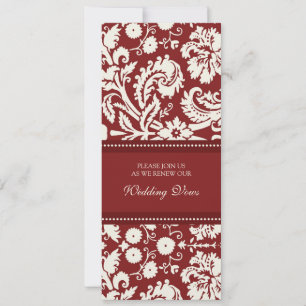 Förnyelse av Red Damask Wedding Vow-inbjudningar Inbjudningar