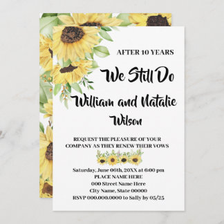 Förnyelse av solblommor i Bröllop Inbjudningar