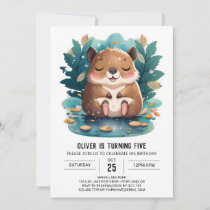 Förnyelse av vattenfärgen Capybara Birthday Inbjudningar