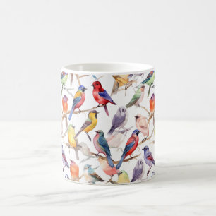 Förnyelse av Watercolor Vintage Birds Mönster Kaffemugg