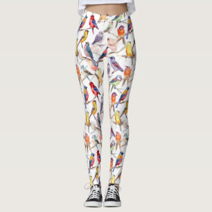 Förnyelse av Watercolor Vintage Birds Mönster Leggings