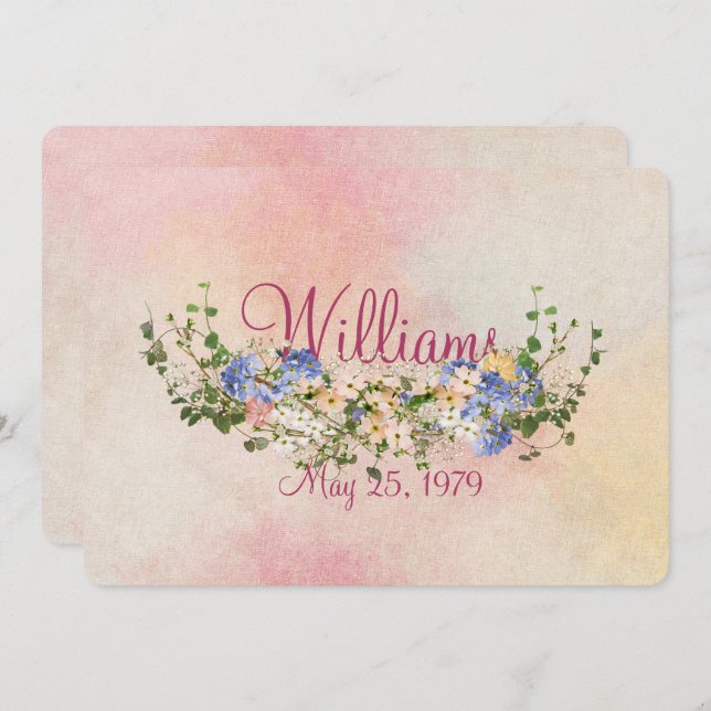 Förnyelse av wowen av blomma och vivel bröllop inbjudningar (Fram/baksida)