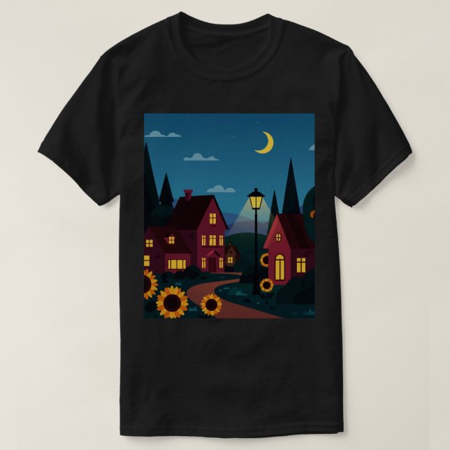 Förortskvarter på natten t shirt (Design framsida)