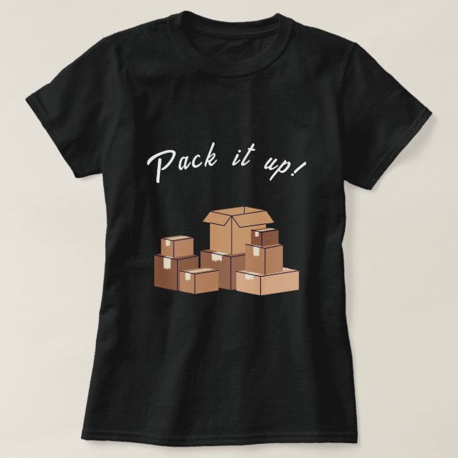 Förpacka upp Flytta-rutor T Shirt (Design framsida)