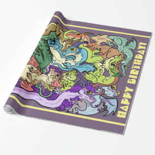 Förpackad i Party Dragons Presentpapper