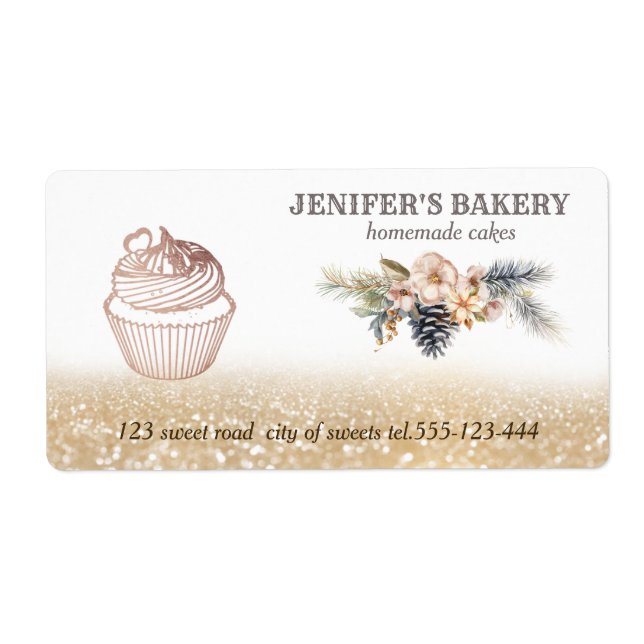 Förpackning av helgdag Guld Homemade muffinss Fraktsedel (Framsidan)