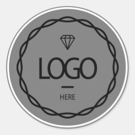 Förpackning med Grått Ram Logotyp Anpassningsbar Runt Klistermärke