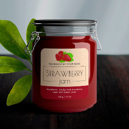 Förpackning med jordgubbsetikett för Sylt Fyrkantigt Klistermärke