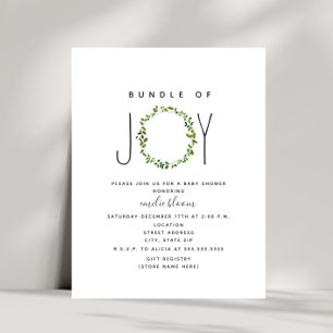 Förpackning med Joy Greenery Wandey Neutralt Baby Inbjudningar