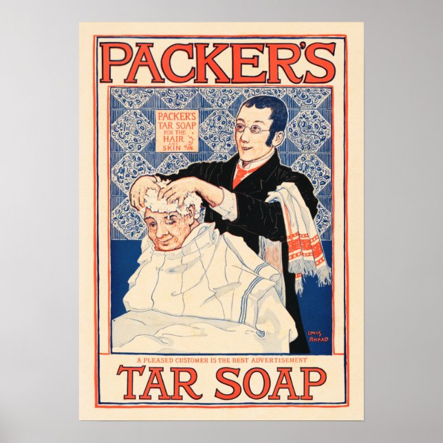 FÖRPACKNINGARENS Tjärsoap Hair Shampoo Saloon Adve Poster (Framsidan)