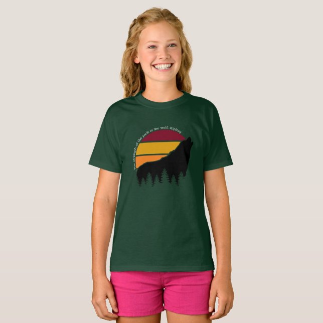 Förpackningens styrka är Vargen Retro Sunset T Shirt (Hel framsida)