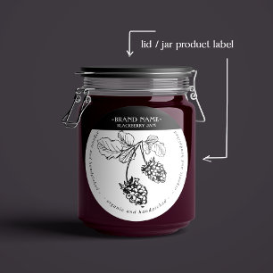 Förpackningsdesign för Blackberry Sylt Burk Runt Klistermärke