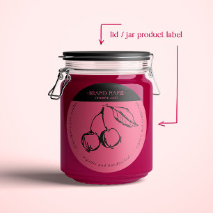 Förpackningsdesign för Cherry Sylt Burk Runt Klistermärke