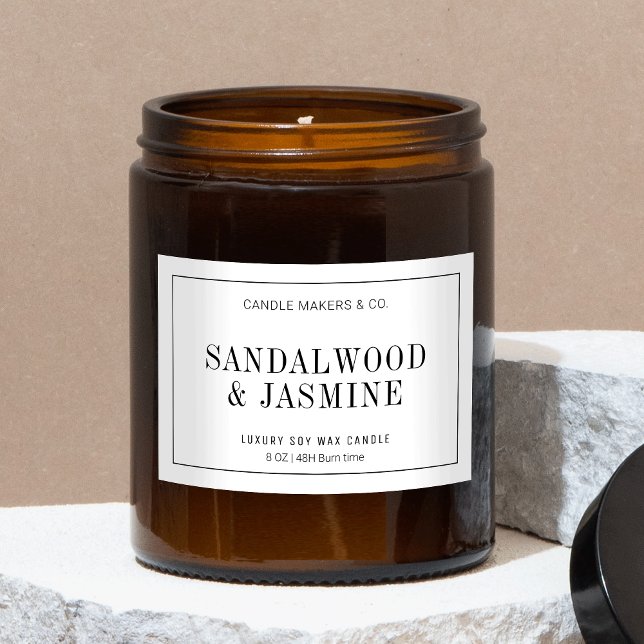 Förpackningsetikett för minimalistiskt svart och v mat etiketter (Simple, yet elegant, candle labels in black and white featuring stylish fonts)