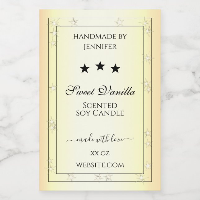 Förpackningsetiketter för Guld Glitter Mat Etikett (Singel etikett)