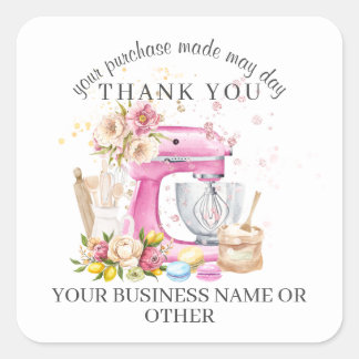 Förpackningsfästen för bakverk fyrkantigt klistermärke