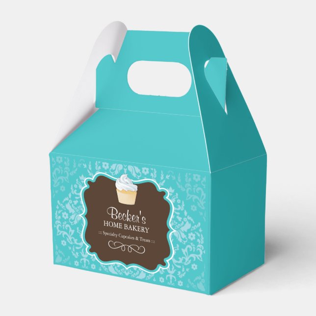 Förpackningsfästen för bakverk presentaskar (Framsidan Sidan)