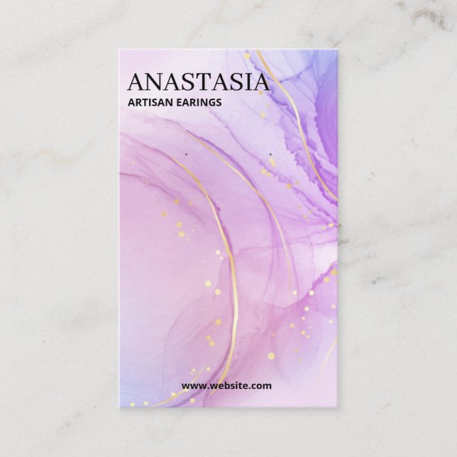 Förpackningskort för Lila av alkohol i Bläck Visitkort (Framsida)