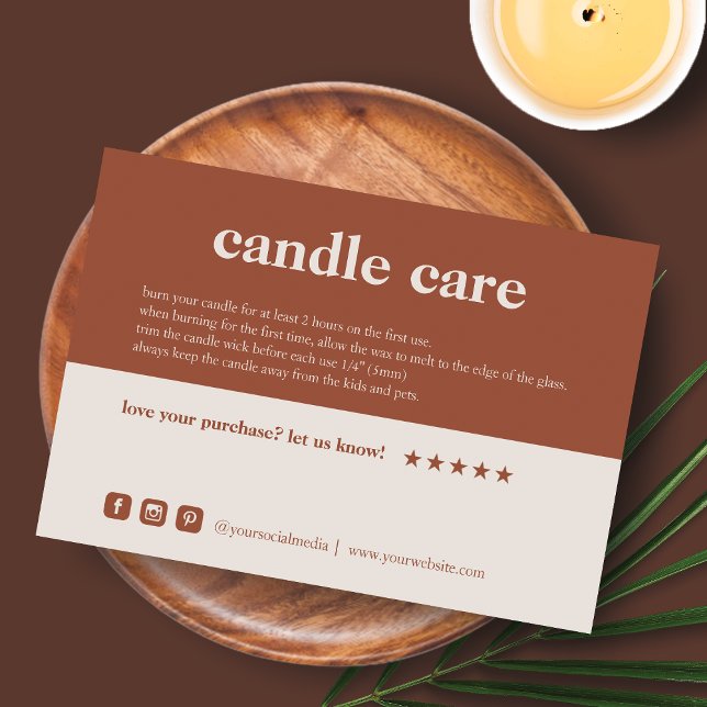 Förpackningskort för ljussköljning (Candle Care Ta Tack Kort (Skapare uppladdad)