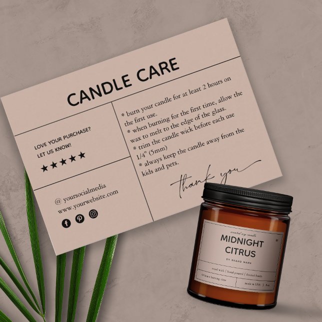 Förpackningskort för ljussköljning (Candle Care Ta Tack Kort (Skapare uppladdad)
