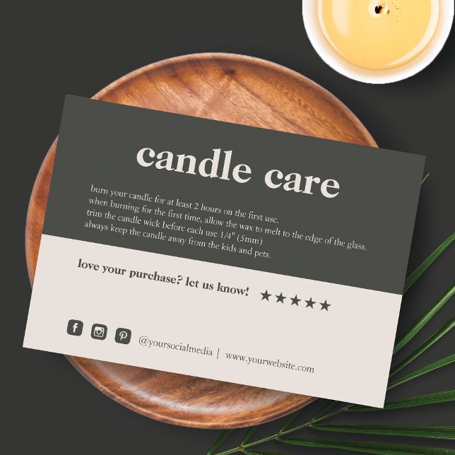 Förpackningskort för ljussköljning (Candle Care Ta Tack Kort (Skapare uppladdad)
