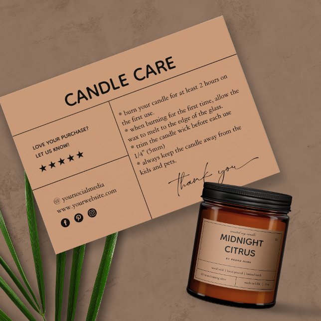 Förpackningskort för ljussköljning (Candle Care Ta Tack Kort (Skapare uppladdad)