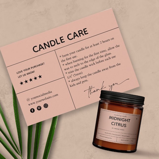 Förpackningskort för ljussköljning (Candle Care Ta Tack Kort (Skapare uppladdad)