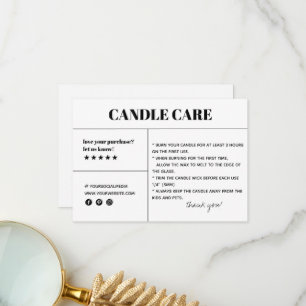 Förpackningskort för ljussköljning (Candle Care Ta Tack Kort