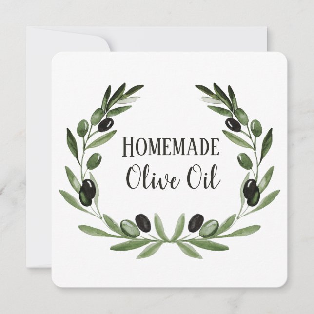 Förpackningsmall för Olivolja Flaska Privat etiket Inbjudningar (Framsida)