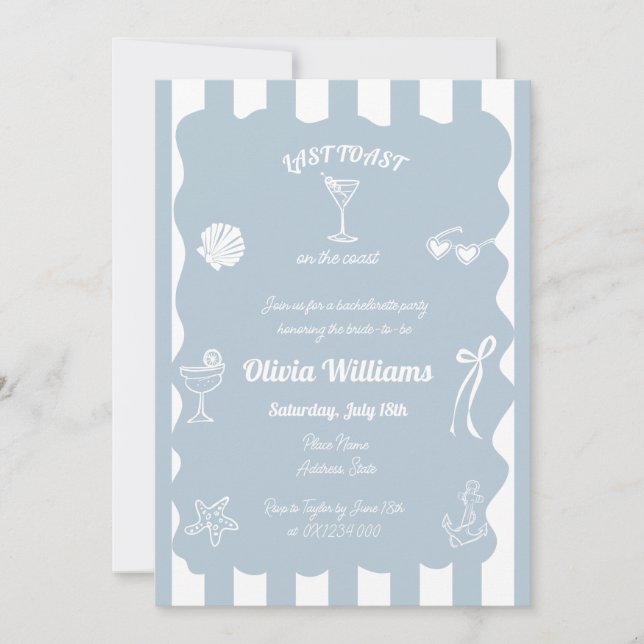Förra gisten på Kusten Bachelorette Pary Inbjudan (Framsida)