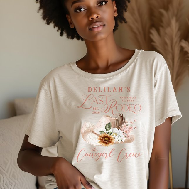 Förra Rodeo-Chicen Cowgirl Hat Westerna Brudens si T Shirt (Last Rodeo Chic Cowgirl Boots Western Bridal Party Tri-Blend Shirt)