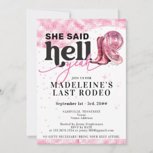 Förra Rodeo helvetet, Cowgirl Bachelorette Itinera Inbjudningar