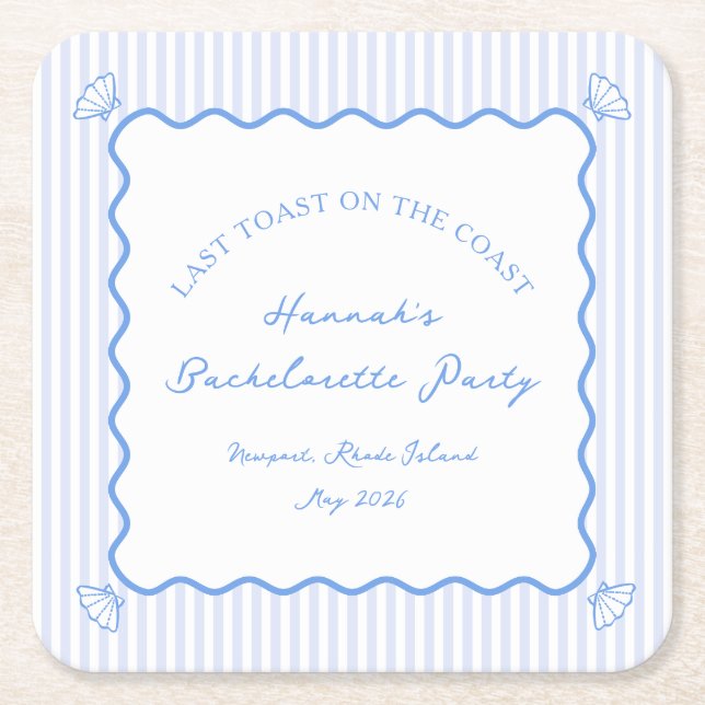 Förra sammandrabbningen på Kusten Blue Bachelorett Underlägg Papper Kvadrat (Framsidan)