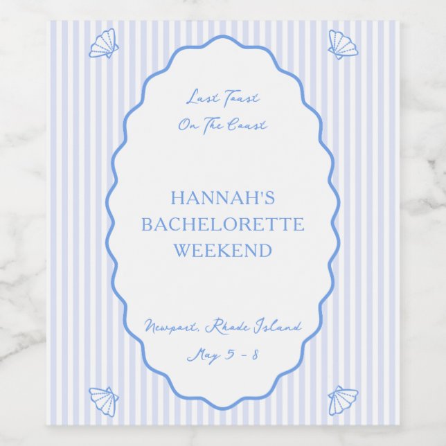 Förra sammandrabbningen på Kusten Blue Bachelorett Vinflaska Etikett (Singel etikett)
