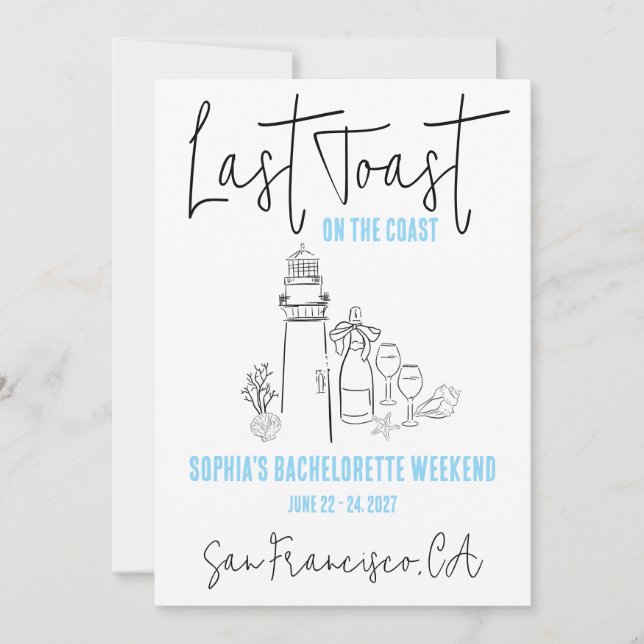 Förra samtalet om Bachelorette-partiet i Kusten He Inbjudningar (Framsida)