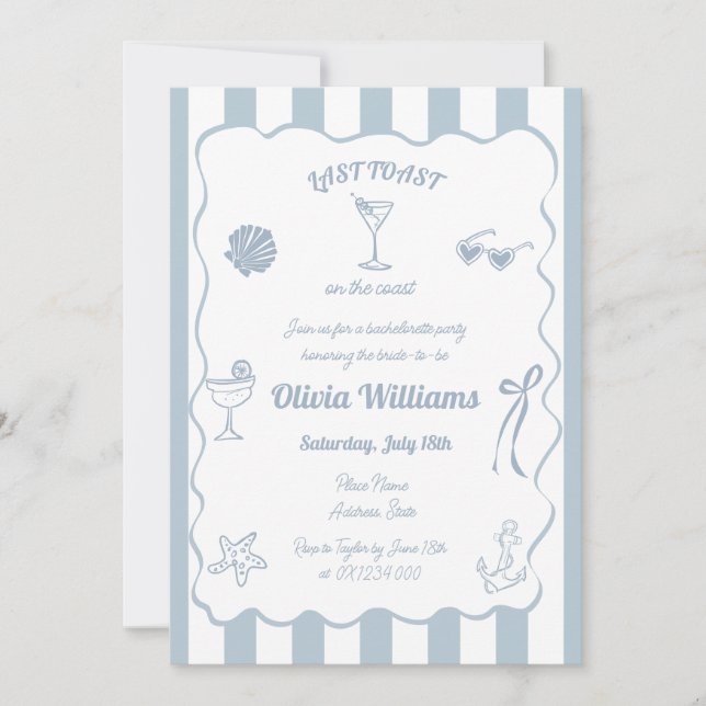 Förra samtalet om Bachelorette-partiet i Kusten Inbjudningar (Framsida)