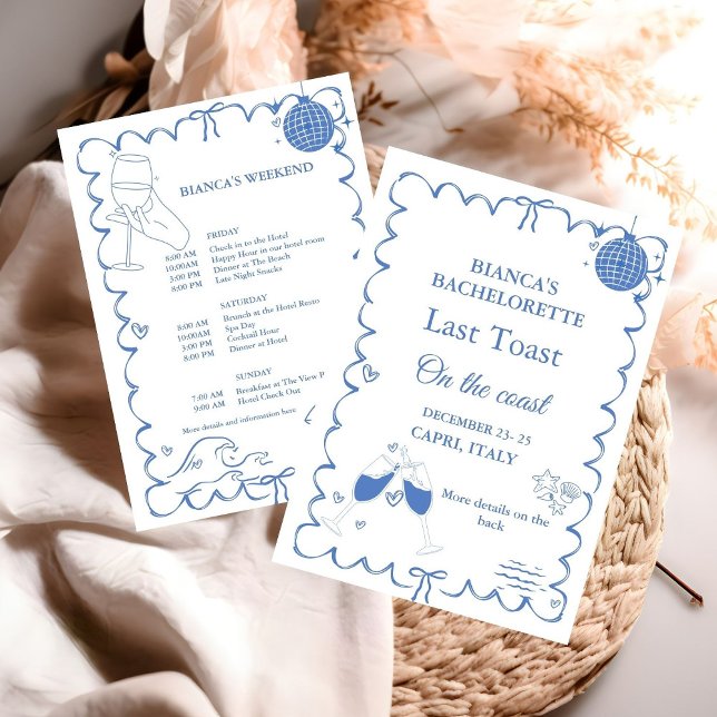 Förra samtalet om Kusten Bachelorette Helg Party Inbjudningar (Skapare uppladdad)