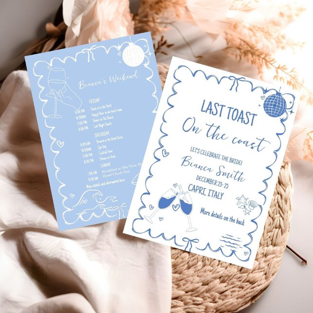 Förra samtalet om Kusten Bachelorette Helg Party Inbjudningar (Skapare uppladdad)