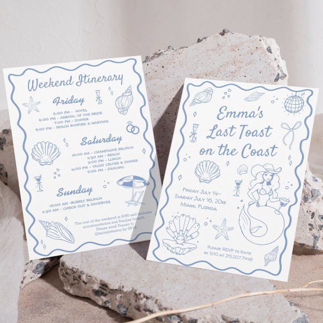 Förra samtalet om Kusten Bachelorette-partiet Inbjudningar (Skapare uppladdad)