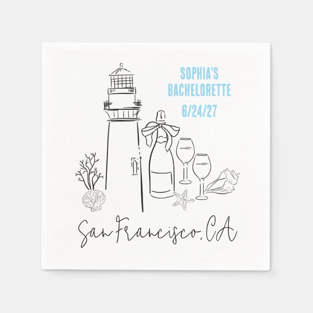 Förra samtalet om Kusten Bachelorette-partiet Pappersservett (Framsidan)