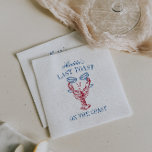 Förra samtalet om Kusten-partiet Bachelorette Pappersservett<br><div class="desc">Släng bruden på stranden med de här söta servetterna från kusten. "Last Toast on the Kusten" visas i ett halvblått bokstäver,  med en illustration av en röd hummer som klumpar två champagnekoppsglas. Anpassa med brudens namn.</div>
