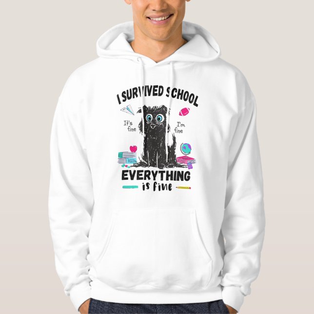 Förra skoldagen överlevt jag skolan hoodie (Framsida)