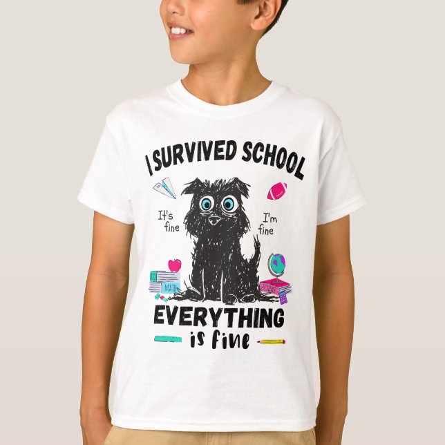 Förra skoldagen överlevt jag skolan t shirt (Framsida)