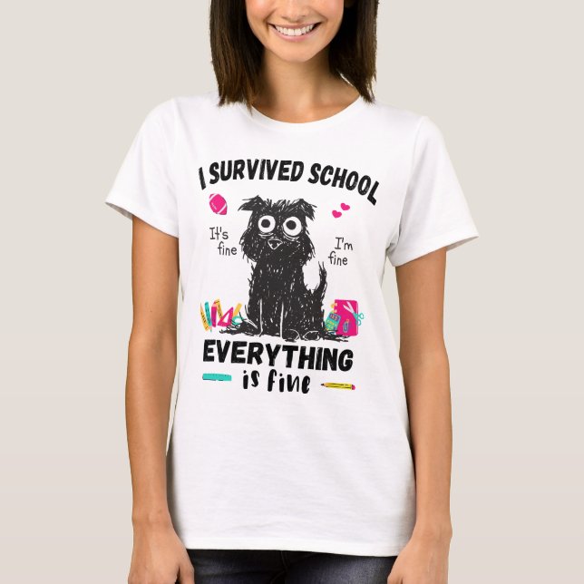 Förra skoldagen överlevt jag skolan t shirt (Framsida)