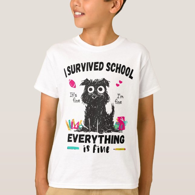 Förra skoldagen överlevt jag skolan t shirt (Framsida)