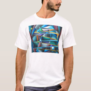 Förrädisk måne (färgrik cubism) tee