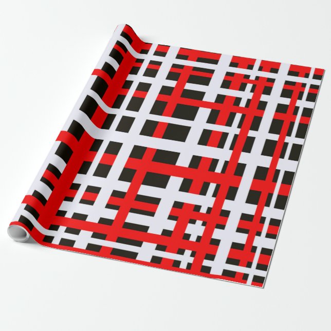Förreglande Rand Black White Red Presentpapper (Utrullad)