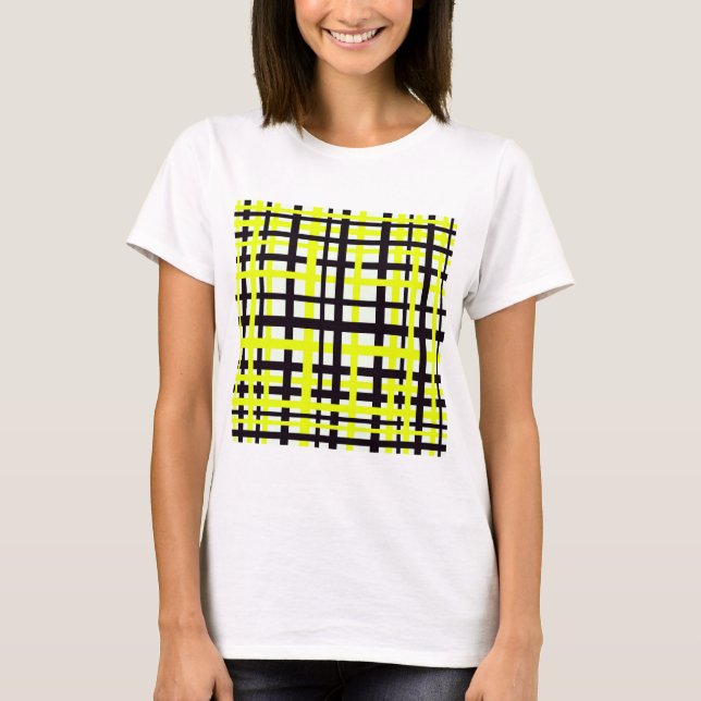 Förreglande Rand Svartvit Gult T Shirt (Framsida)