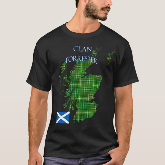 Forrester Scottish Klan Tartan Scotland T Shirt (Framsida)