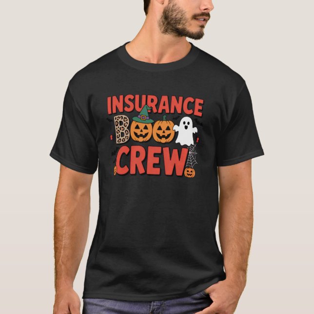 Försäkring Boo Crew Halloween Tema För Skräckinjag T Shirt (Framsida)